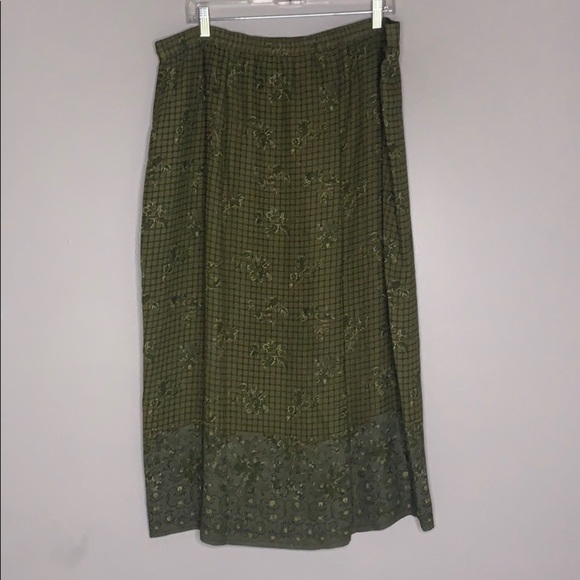 Vintage 80s Rena Rowan Saville skirt top 2 Piece green print set plus size 14 - Picture 10 of 10